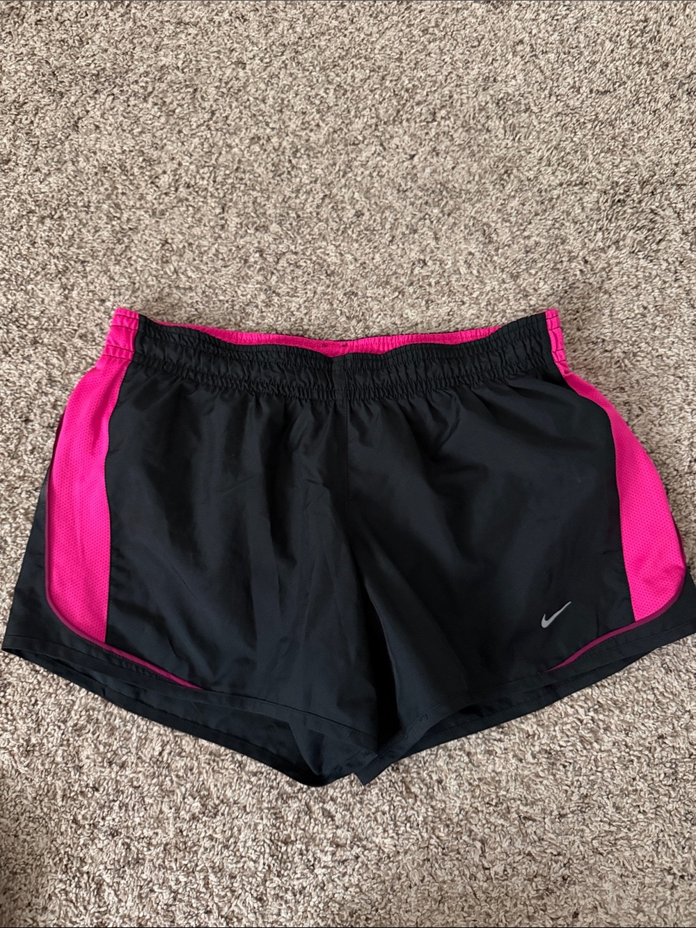 Nike Black and Hot Pink Athletic Running Shorts